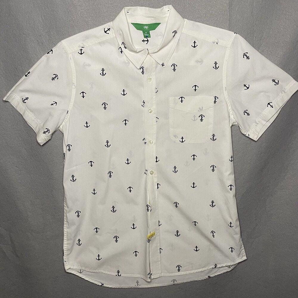 Dip White Anchor Button Up Shirt Men’s Medium